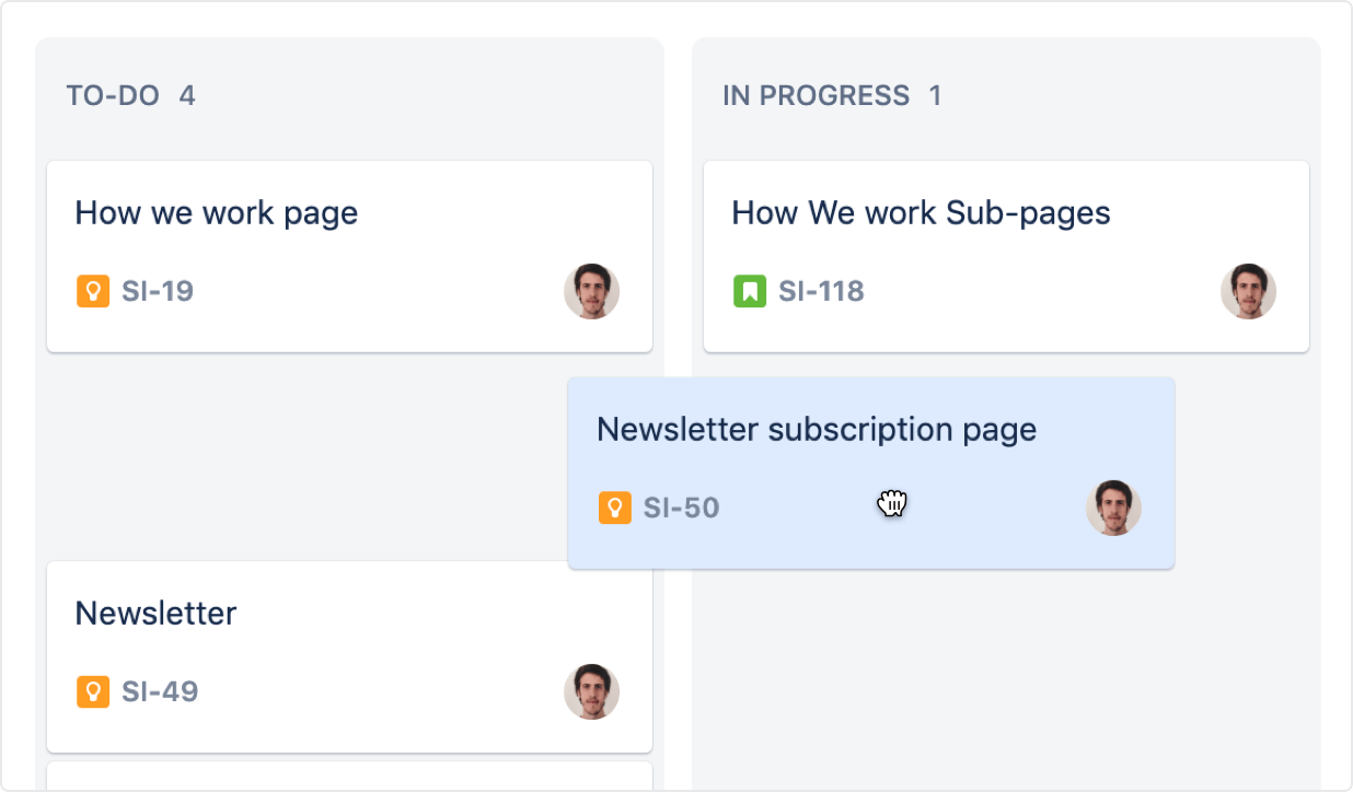 Moving tasks, Kanban Style
